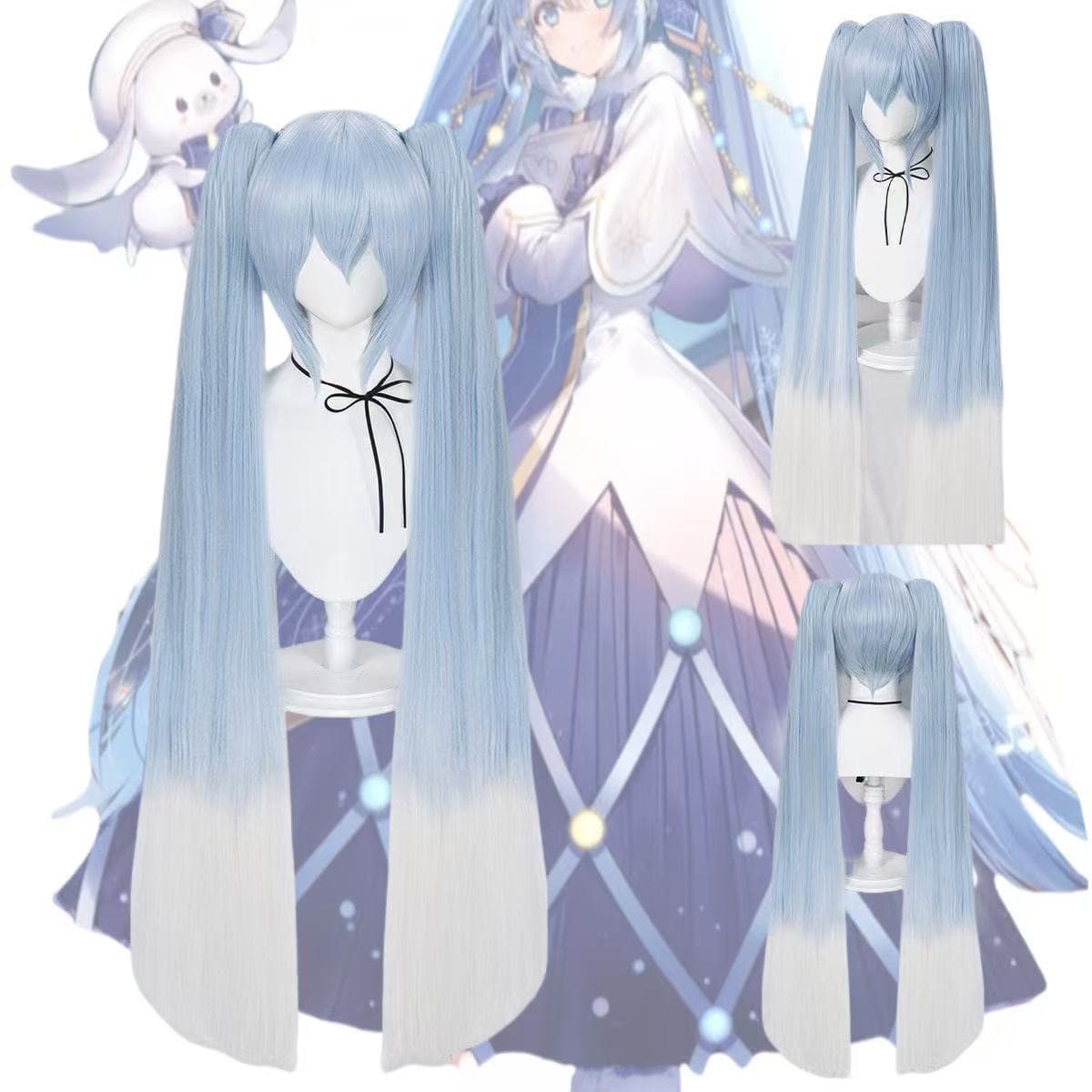 Siyi Hatsune Miku 2021 Snow Miku Cos Anime Simulation Scalp Top Anime Cosplay