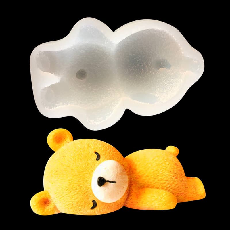 3D Cartoon Sleepy Bear Silicone Mold for Candle, Aromatherapy, Handmade Soap Making