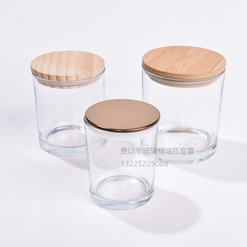 In Stock 300ml Transparent Candle Glass Cup New Anti-Zinc Alloy Lid Sealed Packaging Scented Glass Candle Cup