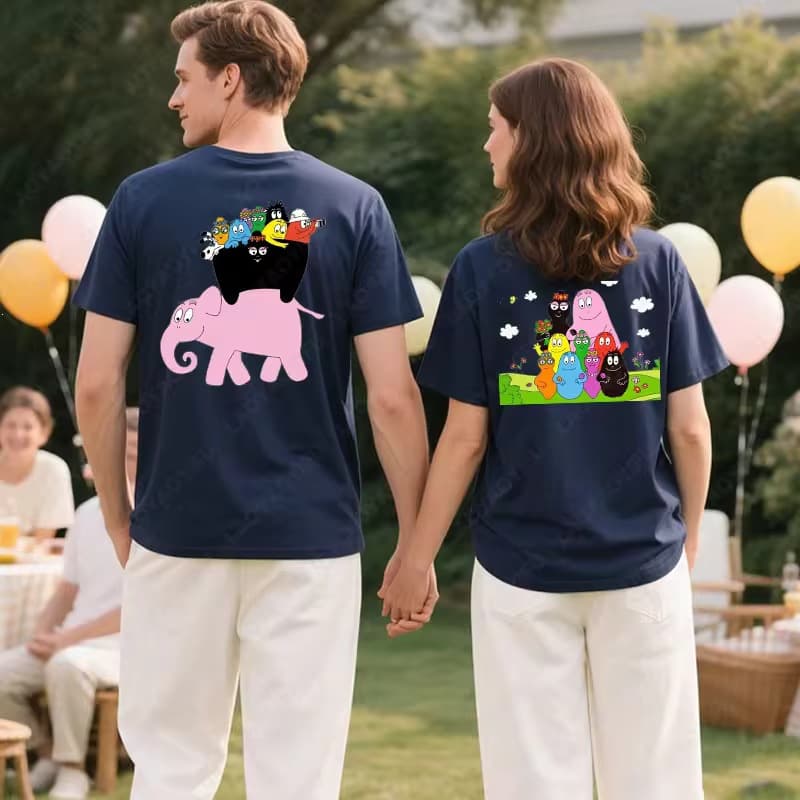 [Cross-border European code] Kawaii Barbapapa anime t-shirt retro 90s cartoon graphic men's and women's t-shirt