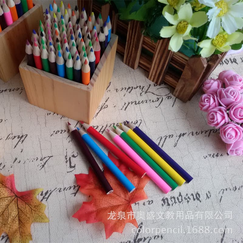Log 3.5-inch colored pencil hotel pen 8.5 golf pen children's creative cartoon short color pencil wholesale
