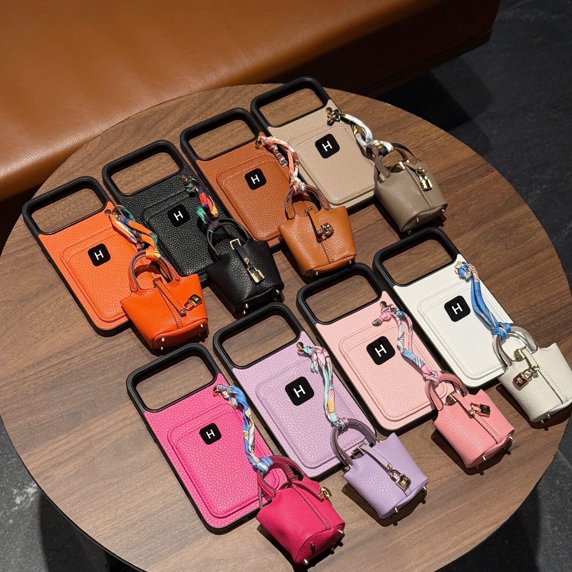 For Apple iPhone 17 Case iPhone 15 Pro Max Pebble Grain Card Holder + Headphone Case 12 Trendy Women
