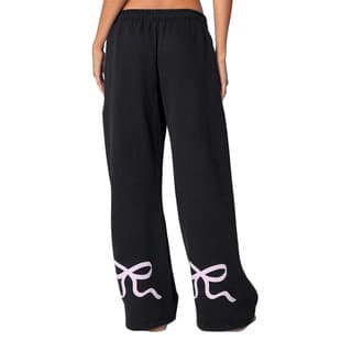 New Y2K Casual Fashion Bow Print Elastic Waist Jogger Sport Straight Leg Pants Women