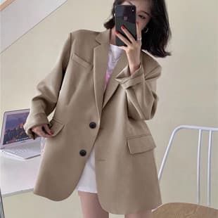 2026 Spring Autumn Khaki Small Blazer for Women Korean British Style Internet Celebrity Design Suit