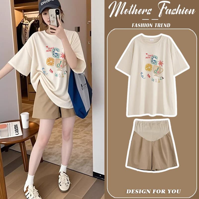 Summer thin outer wear maternity short-sleeved maternity tops T-shirt maternity casual shorts loose plus size