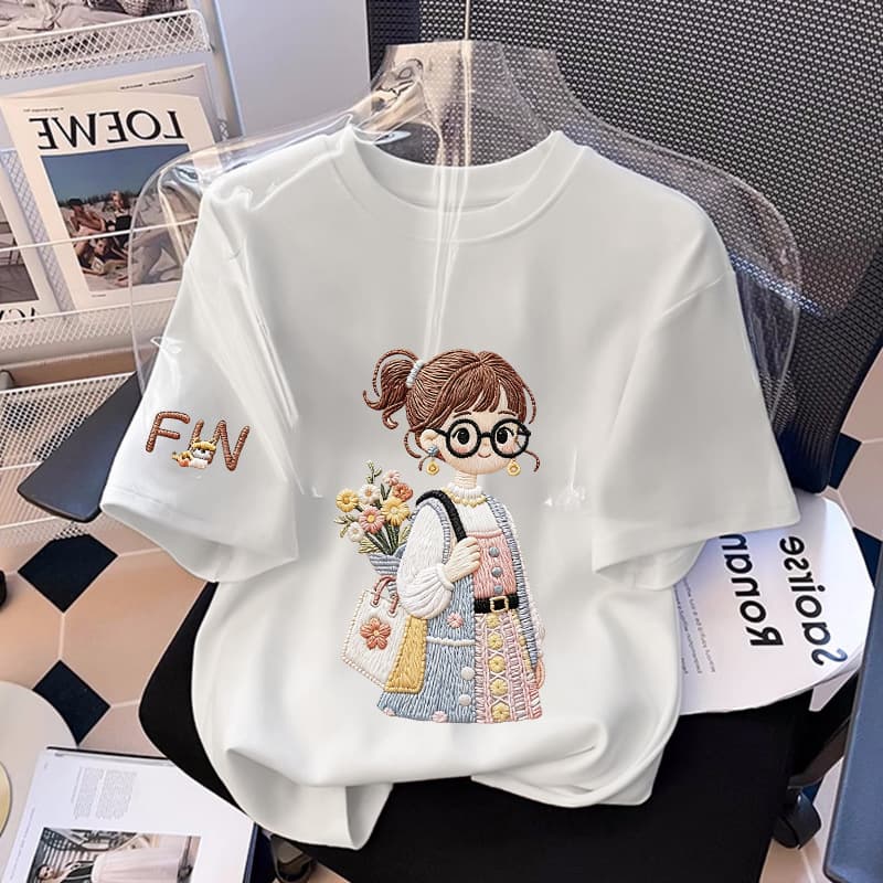 Children's Pure Cotton Short Sleeve 2026 Parent-Child Summer Wear Sweet Cartoon Girl Short Sleeve T-Shirt Casual Top