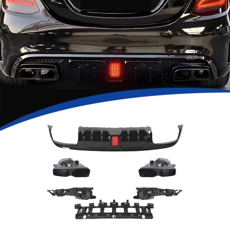 For 2015-2021 Mercedes 2-Door Coupe C-Class C205 Brabus Style Rear Diffuser Exhaust Tips