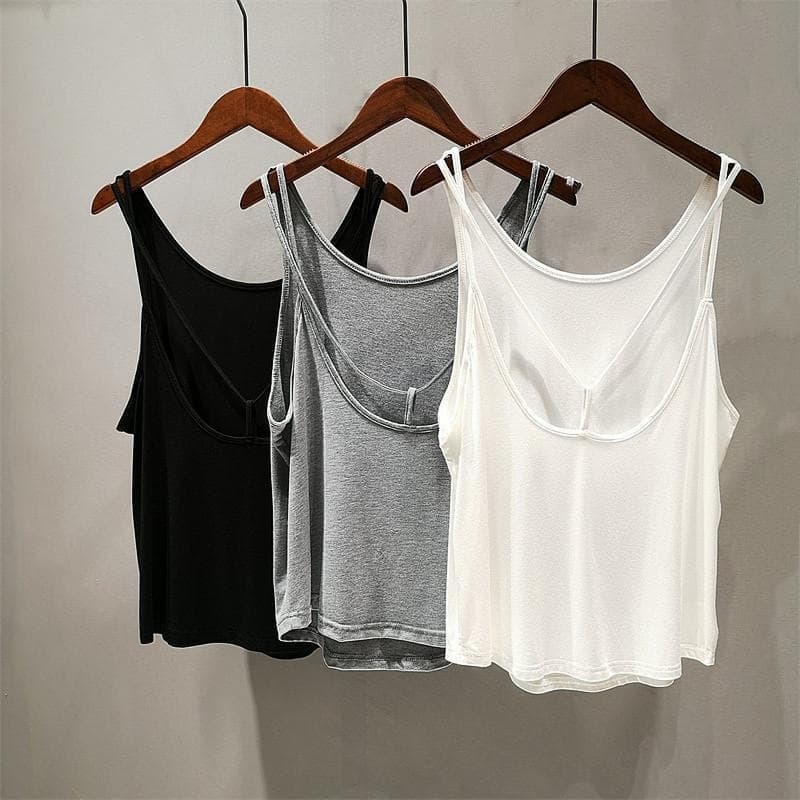 Super feel modal cotton spring and summer camisole women's loose belly-covering inner wear sleeveless beautiful back bottoming top