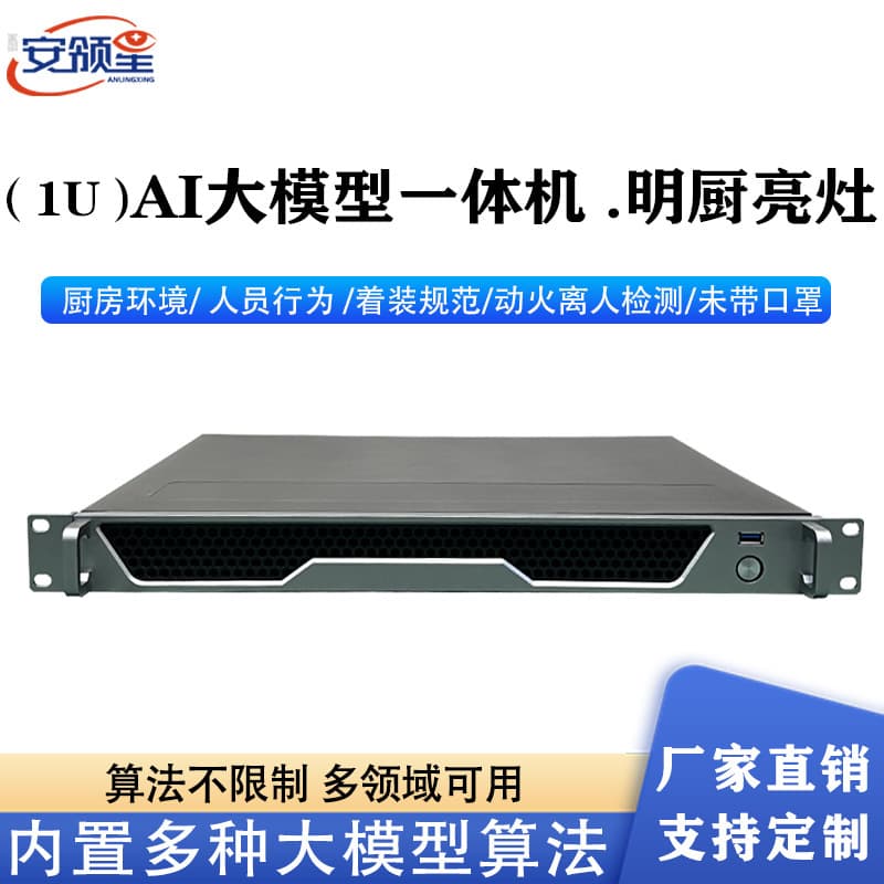 Large Model AI Edge Server All-in-One for Transparent Kitchen Warning, Arrangement, Fire Activity, Unattended Operations, and Abnormal Behavior Analysis