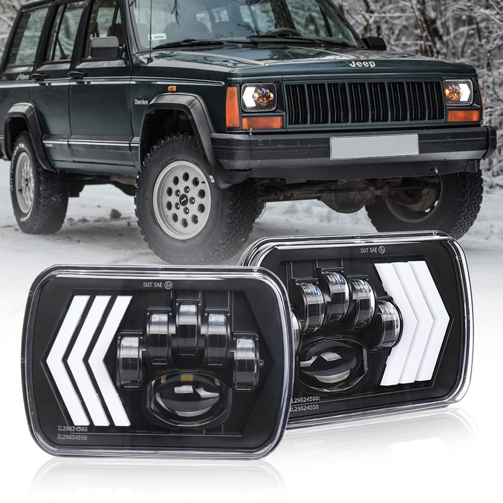 5x7 Square Jeep Wrangler Headlight 5x7 7 Inch Cherokee Headlight 55W LED Work Light Truck