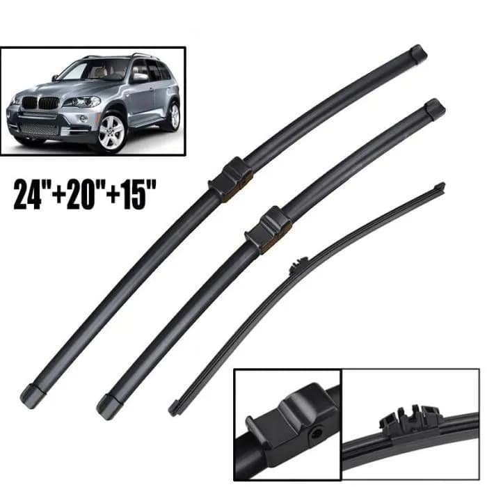For BMW X5 E70 2006-2013 Windshield Wiper Blades 24 inch + 20 inch + 15 inch