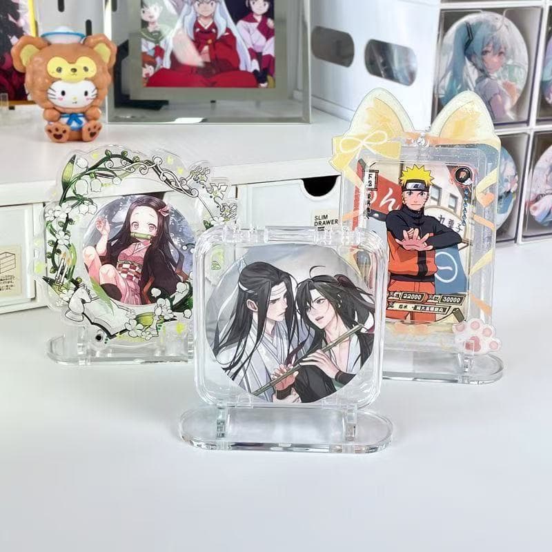 Badge Transparent Display Stands, Acrylic Goods Commemorative Coin Holders, Desktop Pin Glitter Accessories Stand Holders