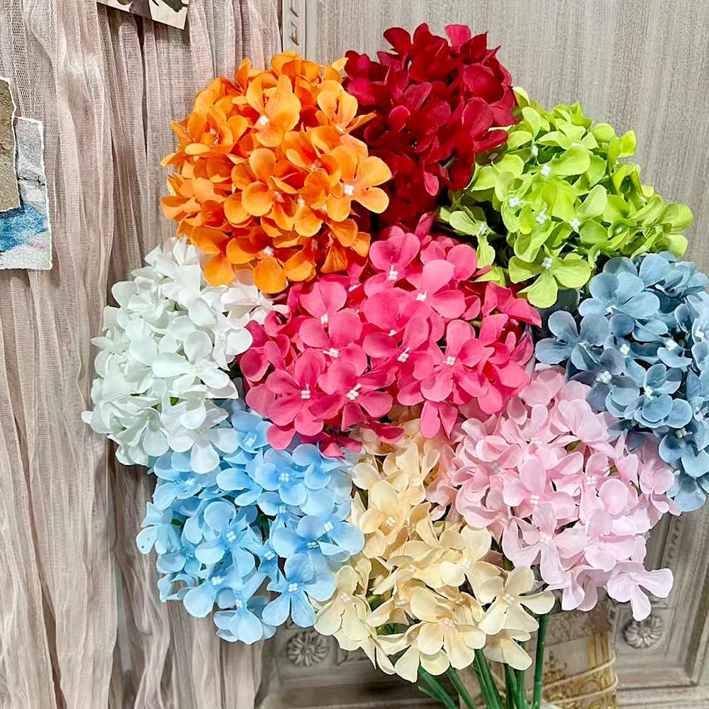 72-Piece Hydrangea Simulation Artificial Flowers Silk Fabric Plastic Flowers Premium Living Room Decoration Wedding Floral Arrangement Finished Product