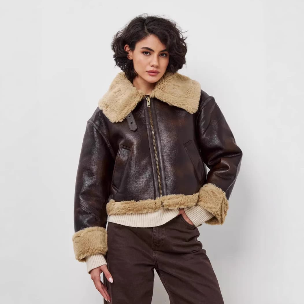 ZA2025 autumn and winter cross-border fur one-piece women's jacket lapel short autumn and winter wholesale manufacturer fur one-piece