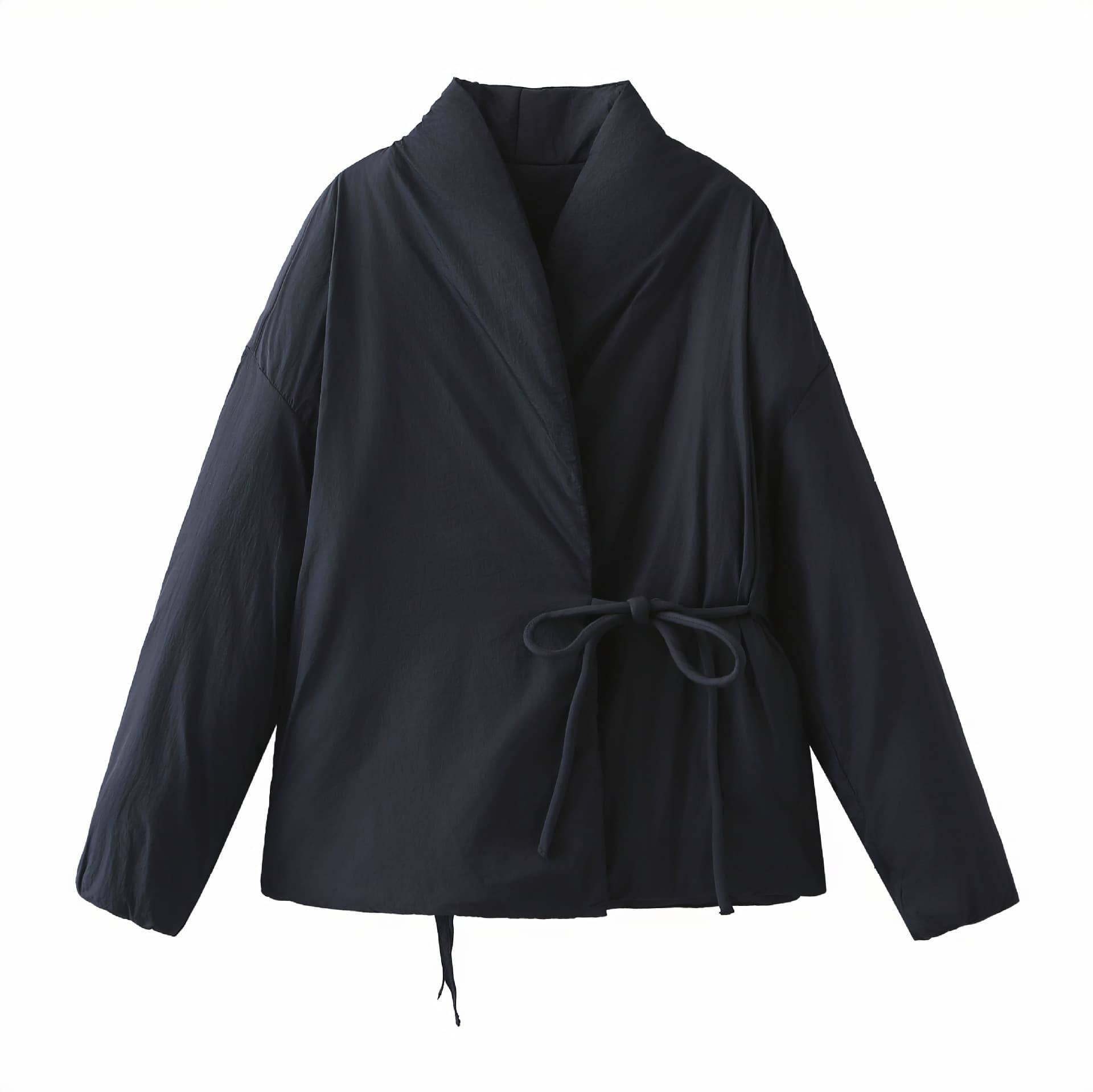Autumn and winter fashion new double-breasted kimono-style cotton coat cross-border Amazon women's niche bow jacket