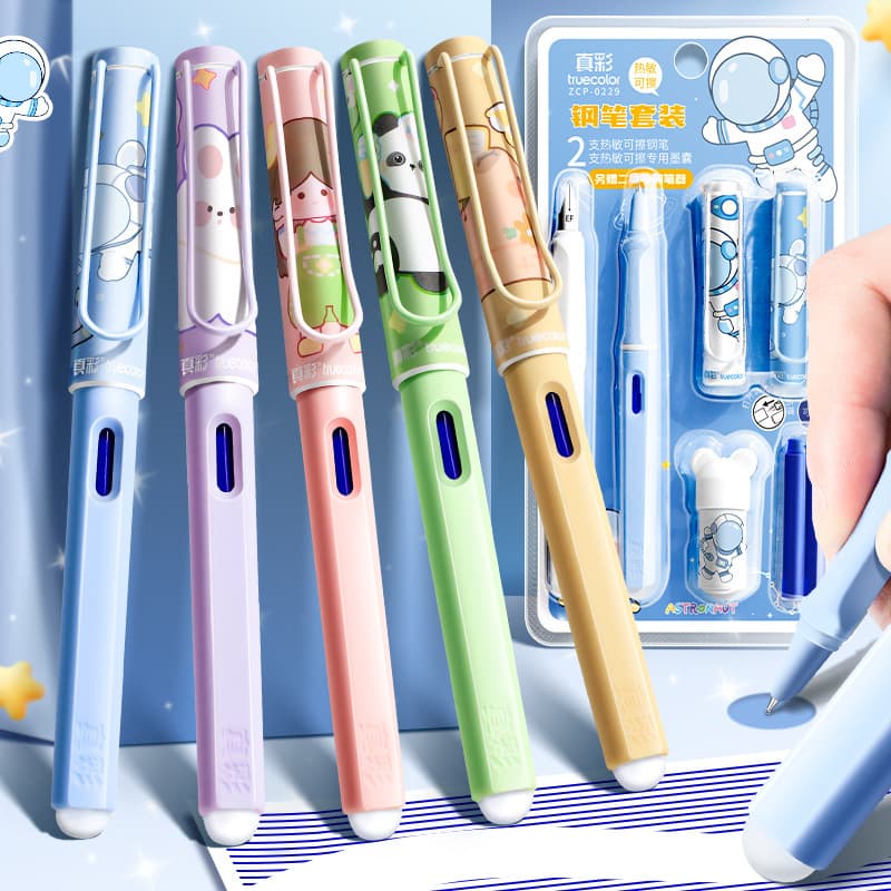 True color thermal erasable pen for third grade primary school students special erasable children's thermal ink bag replaceable water pen positive posture