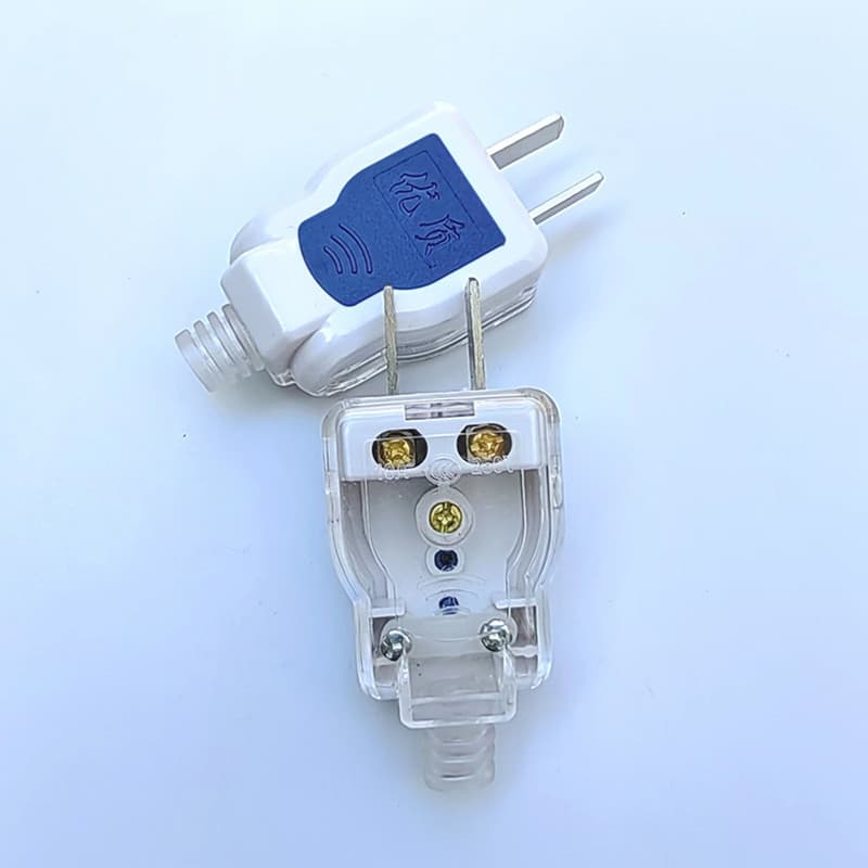 Tainiu Hui two-pole rotating two-pin plug with integrated copper power connector, two-hole plug made of polycarbonate PC semi-transparent pressure resistant