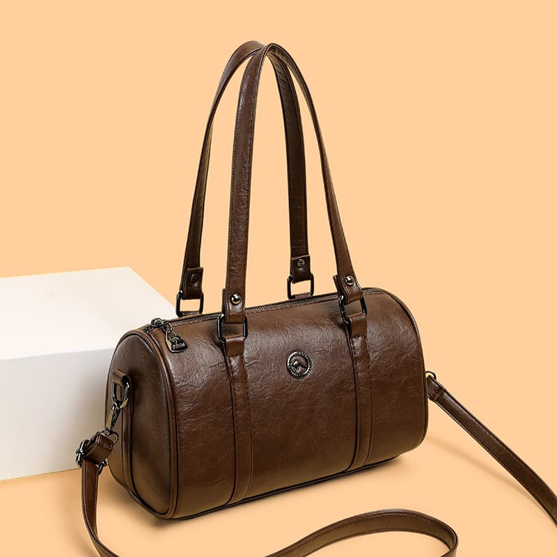 Cross-Border New Solid Color Classic Women Single Shoulder Bag Large Capacity Handbag Women Shoulder Crossbody Bag Cylinder