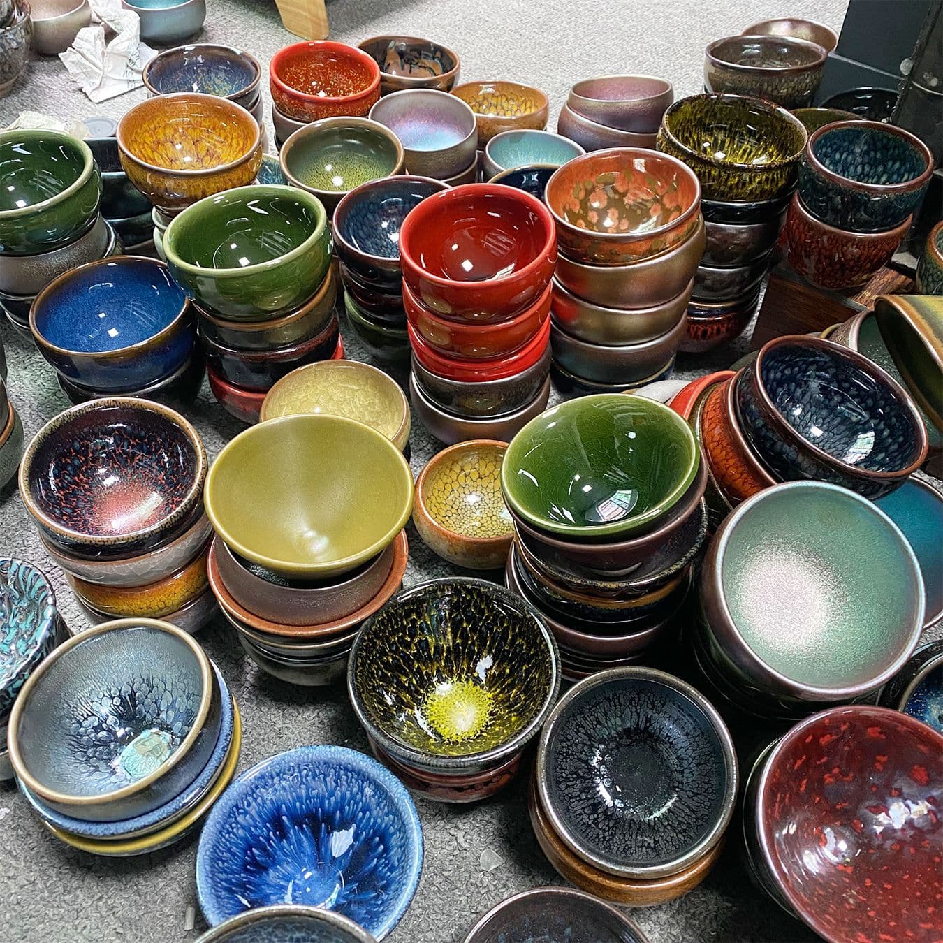 Slightly Imperfect Jian Zhan Does Not Affect Use, Jianyang Jian Kiln Jian Zhan Original Ore Glaze Handmade Tea Zhan, Colorful Tea Cup Tea Set