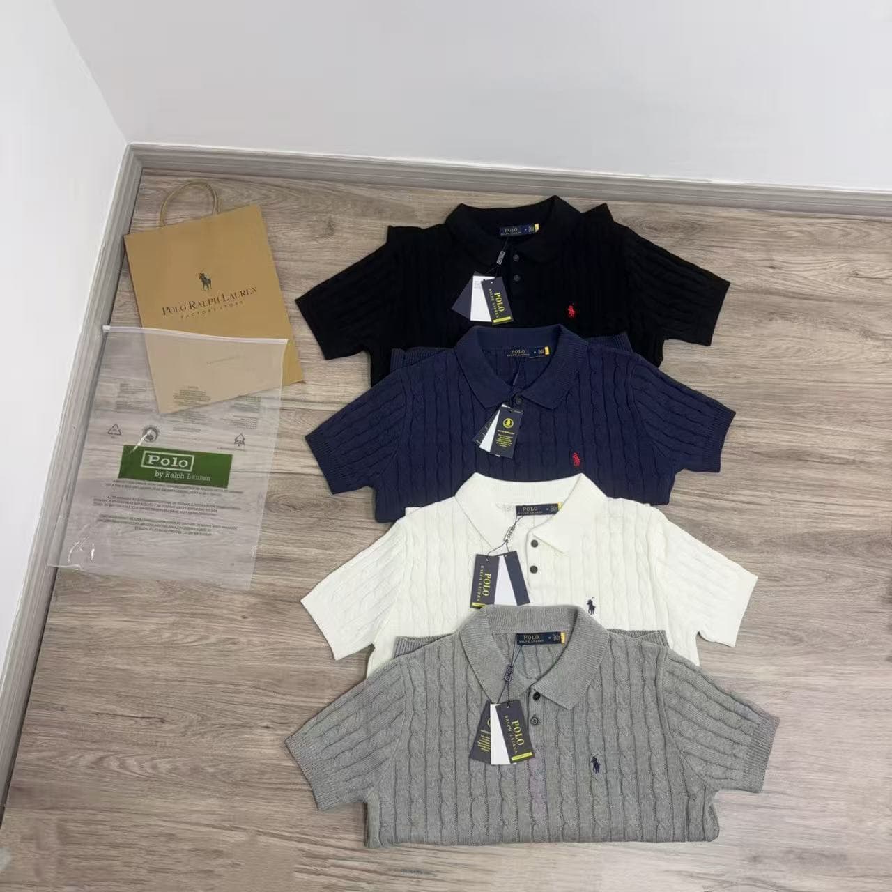 RL Ralph Lauren Classic Pony Embroidery All-Season Polo Collar Men's Knit Short Sleeve T-Shirt Trendy