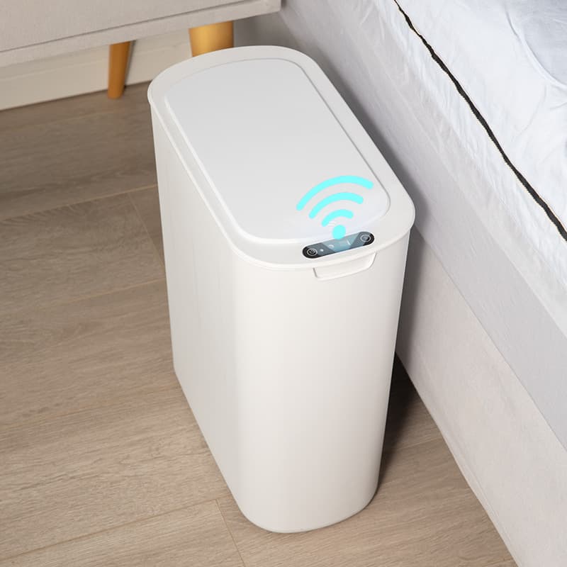 Smart Sensor-Activated Trash Can, Home Automatic Flip Lid Bathroom Narrow-Fit with Cover Electric Wastebasket