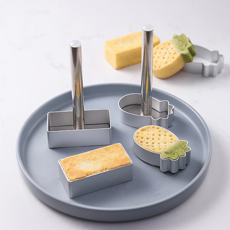 Wholesale non-stick pineapple cake mold press rectangular pineapple-shaped pressed film sheet aluminum alloy diy biscuit mold