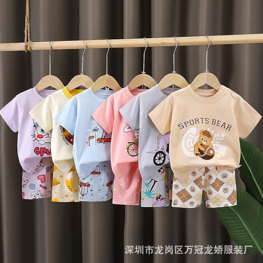New Children's Short Sleeve Set, Boys' Summer Casual Loose Clothes, Baby Set, 1688 Wholesale