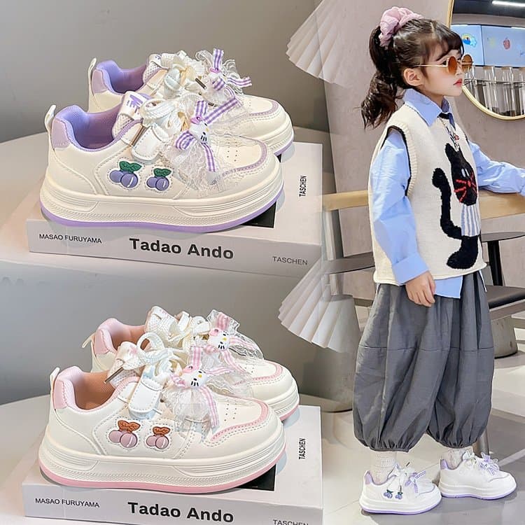 Girls' Shoes 2025 New Winter Student White Leather Shoes Soft Sole Girls' Sports Shoes Trendy Versatile Sneakers