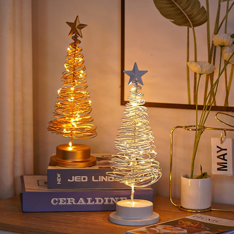 Cross-border Christmas Tree Light Decoration Shaped Light Festive Ambience Light Room Decoration Ironwork Night Light Christmas Decorative Light