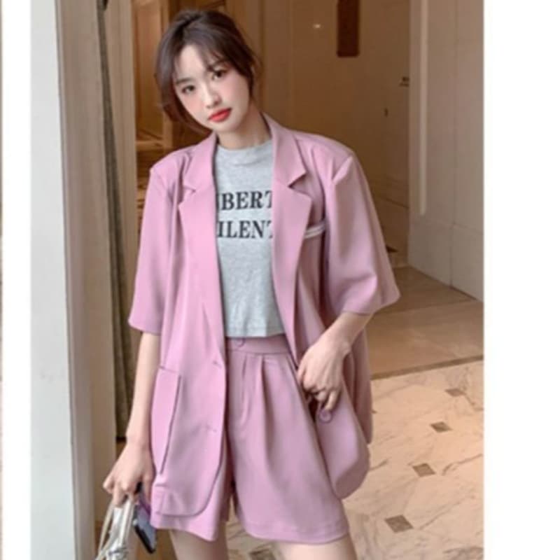 Fashionable small suit women's thin 2026 summer new Korean style casual suit jacket shorts two-piece set