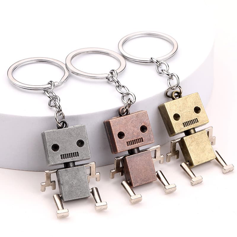 Creative Posable Robot Keychain Robot Cartoon Pendant Key Ring Chain Wholesale Small Gift Wholesale