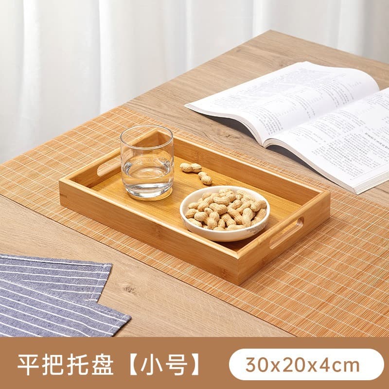 Bamboo Wood Rectangular Tea Tray Household Cup Tray Solid Wood Serving Tray Commercial BBQ Tray Bread Tray