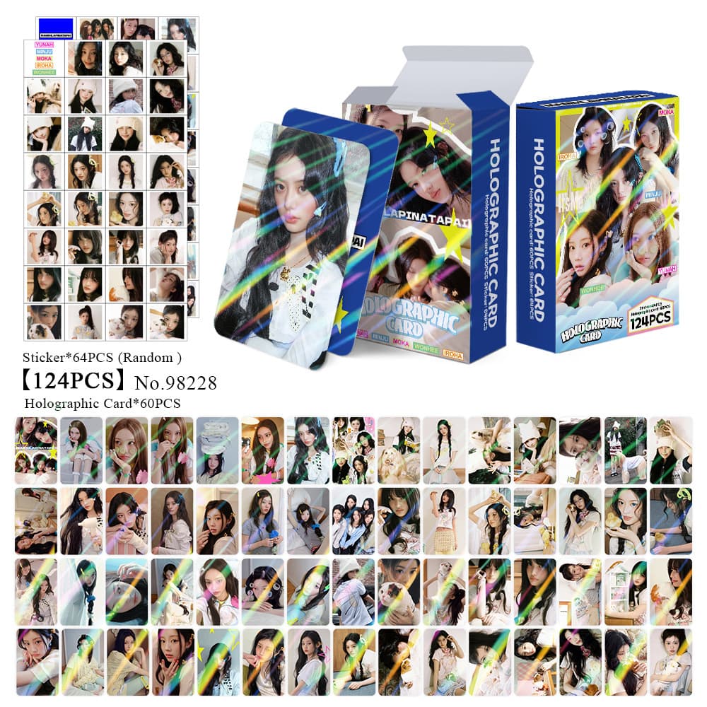 Cross-border in stock 124 holographic cards ILLIT new album MAMIHLAPINAT K-pop star merchandise LOMO cards