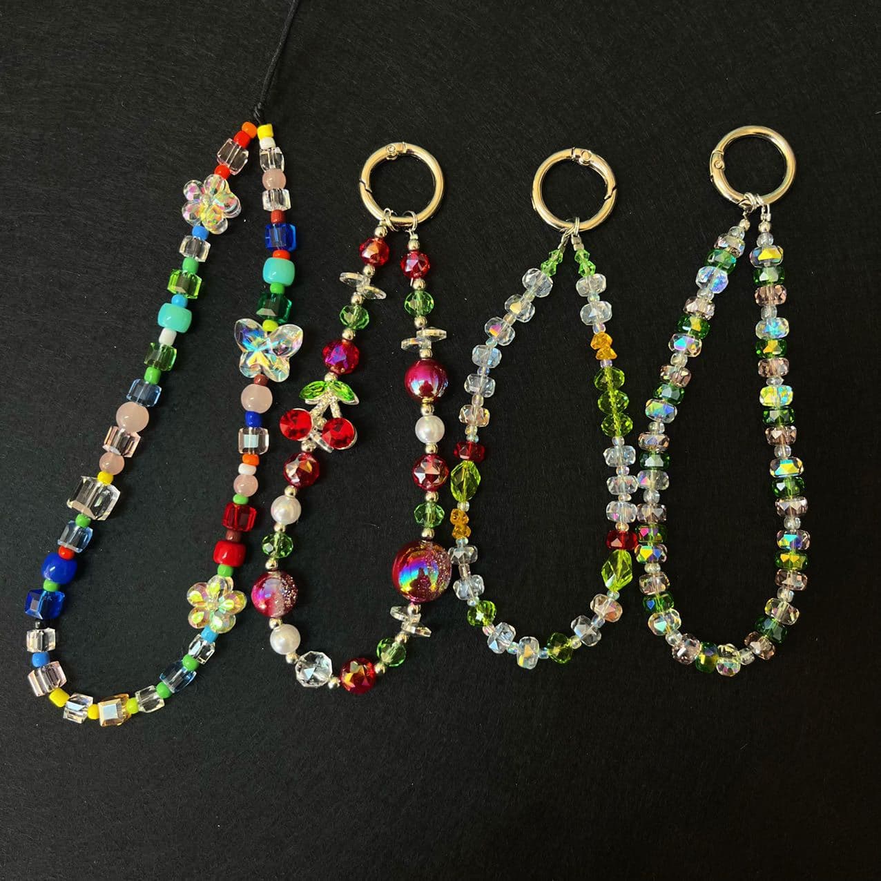 Dopamine Bag Charm Colorful Crystal Beads DIY Phone Chain Bag Pendant Sparkling Rhinestones Niche High-End Handbag Accessory