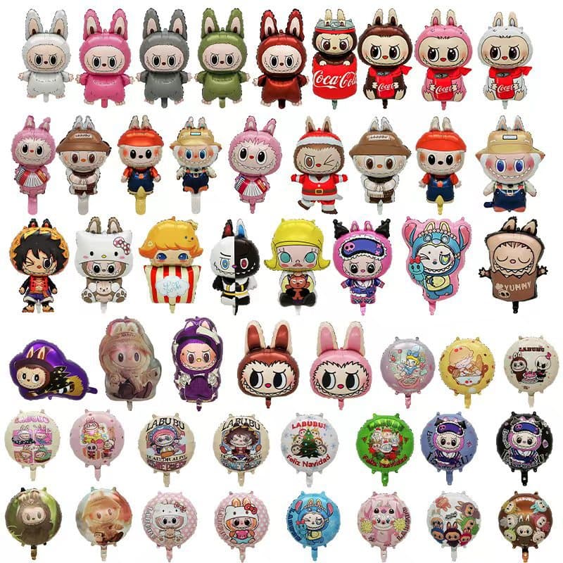 Labubu Foil Balloon Pop Mart Cartoon Kids Birthday Party Decoration Labubu