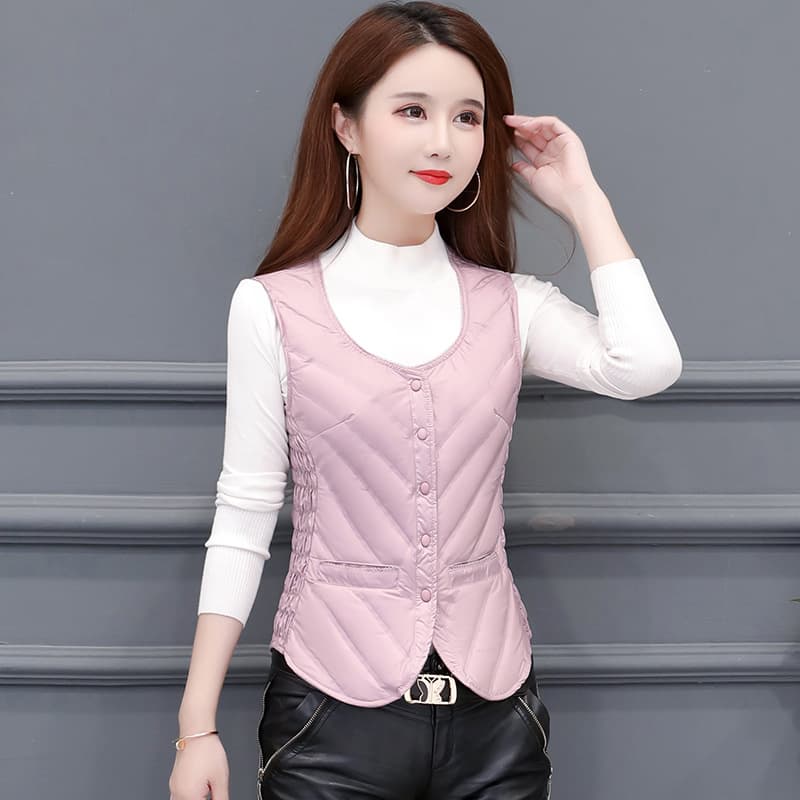 Down Vest for Women Short Lightweight Slim Fit White Duck Down Sleeveless Shoulder Jacket Inner Wear Down Jacket Lining Autumn Winter