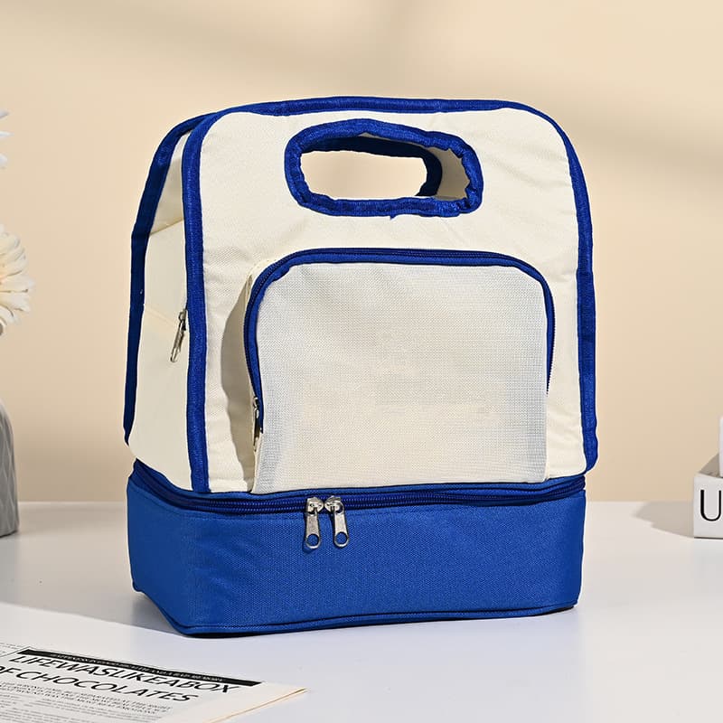 New upper and lower double-layer large-capacity insulated bag outdoor portable picnic bag portable meal delivery with rice insulated lunch bag