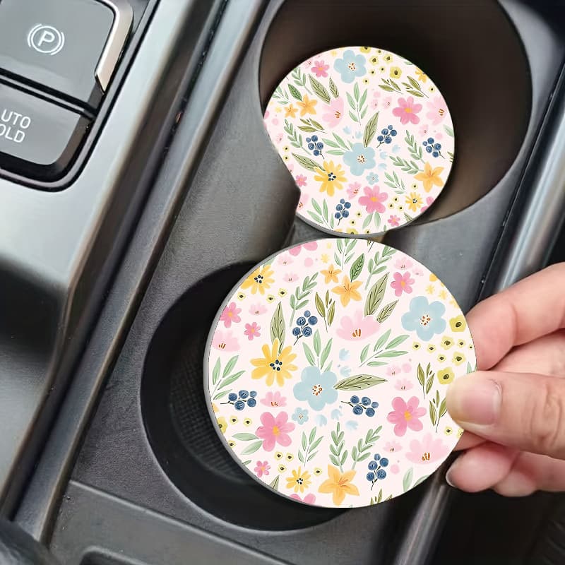 Cross-border Round Car Cup Coaster Coffee Cup Mat Tea Cup Mat Non-slip Heat Insulation Mat Tea Table Decorative Mat