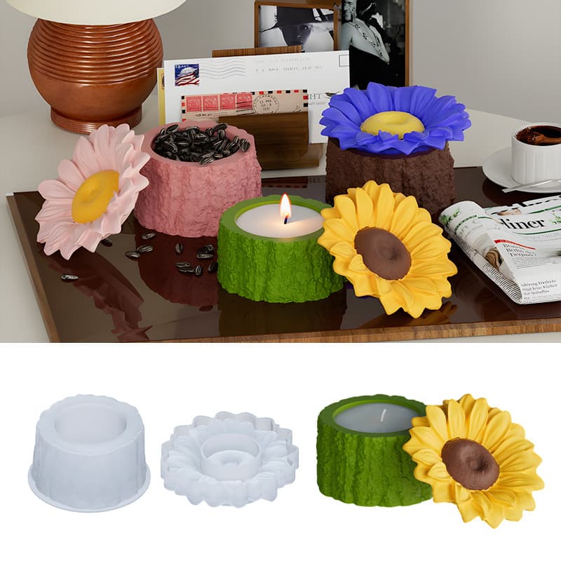 Aromatherapy Plaster Tree Stump Flower Pot Storage Jar Silicone Mold Sunflower Candle Cup Mold