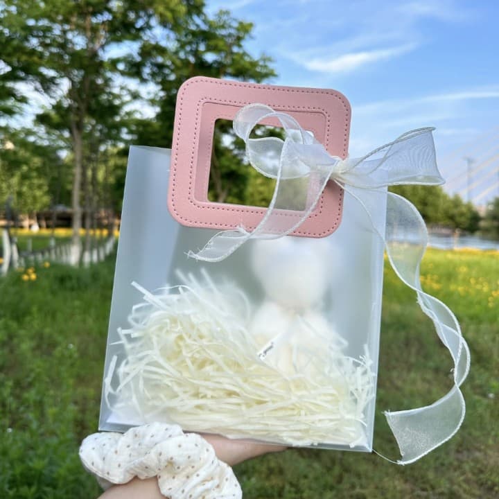 Wedding Ins-style Gift Bag PP Handle Bag Transparent Frosted Plastic Shopping Bag Custom Gift Bag