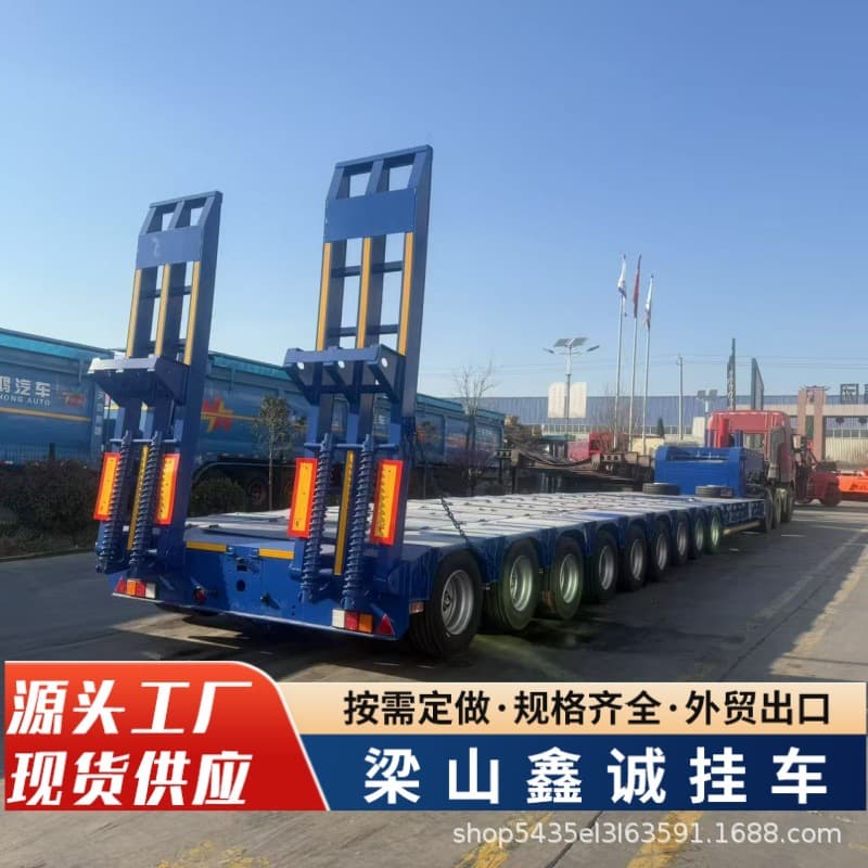 15.5m Four-Line Eight-Axle Excavator Trailer 17m Lowbed Semi-Trailer Machinery Transport Trailer Plate