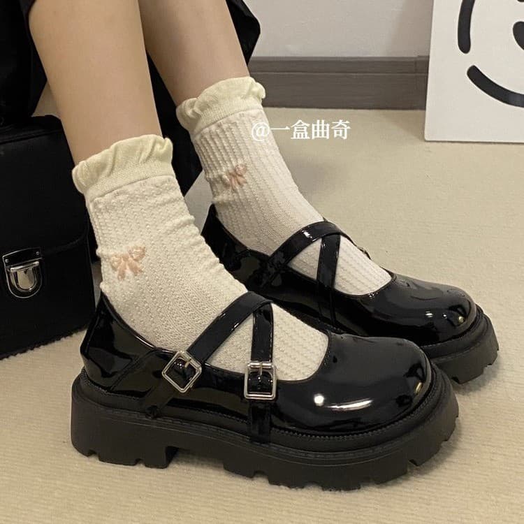 2024 Spring Girls' JK Little Leather Shoes Princess Shoes Patent Leather Mary Janes Performance Single Shoes Children's Shoes