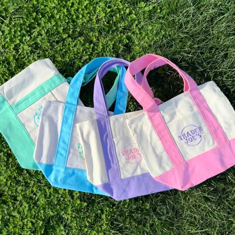 Trendy Trader Joe's Fashion Canvas Shopping Bag Tote Shoulder Bag Eco-Friendly Lunch Bag