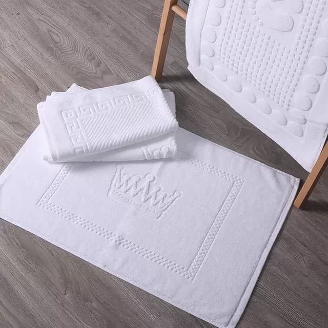 Hotel Bath Mat Pure Cotton Thick White Non-Shedding Homestay Hotel Bathroom Foot Mat Soft Absorbent Bath Mat