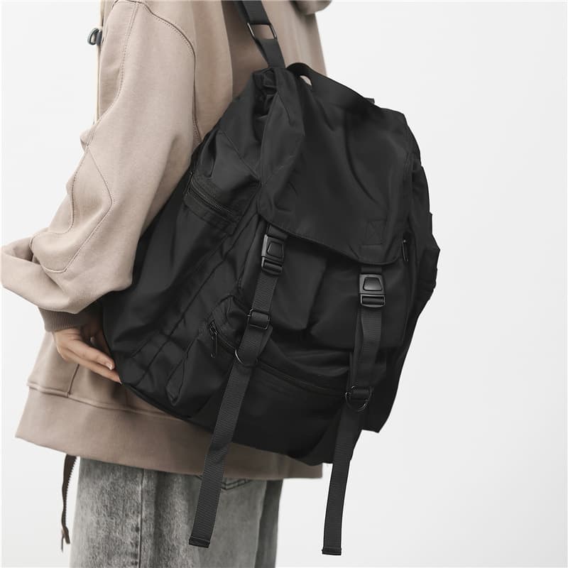 Hong Kong Style Fashion Couple Cargo Backpack Streetwear New Double Shoulder Bag Korean Harajuku Outdoor Backpack College Student Backpack