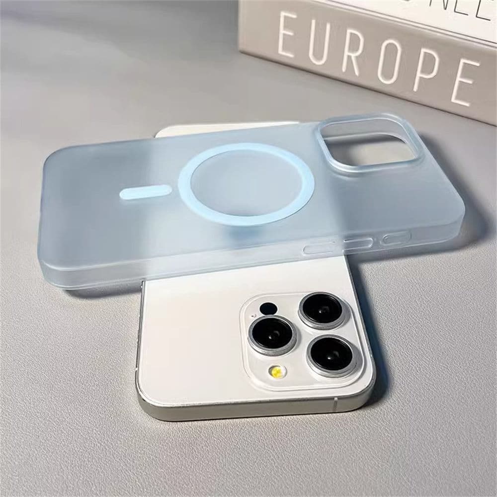 Ice Mist Magnetic Phone Case Compatible with iPhone 17 Pro, 15 Pro Max, 14, Frosted PC Hard Shell with Large Cutouts