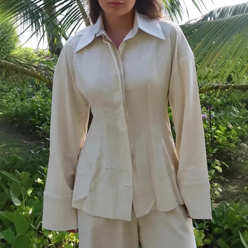 Amazon New 2026 Spring/Summer Simple Loose Linen Women's Shirt Top European and American Cross-Border Women's Clothing