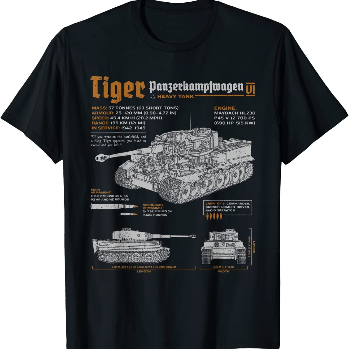Germany Tiger Tank Panzer PzKpfw VI World War T-shirt