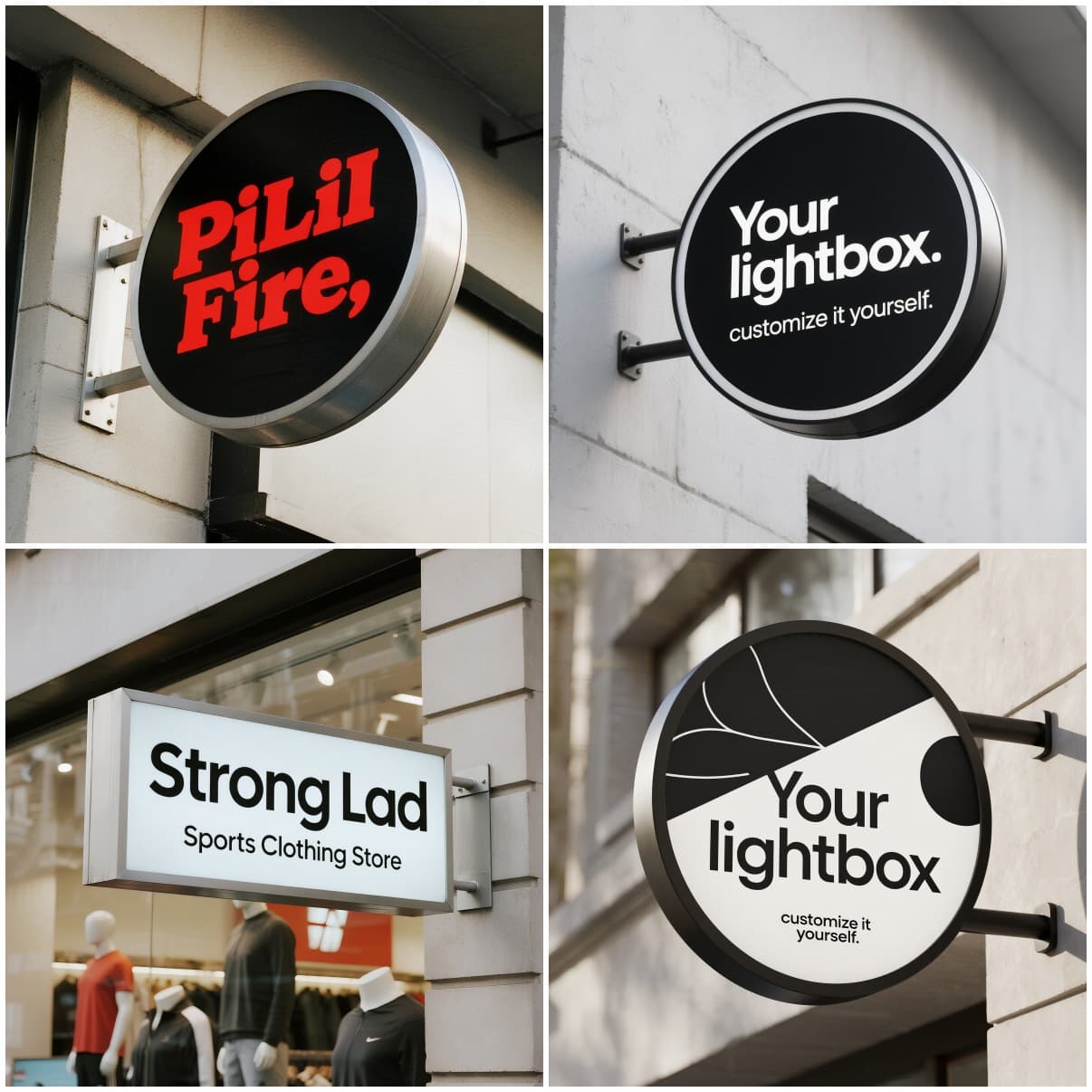 LED Lighted Acrylic Waterproof Light Box Wall-Mounted Double-Sided Round Storefront Sign Convenience Store Outdoor Advertising