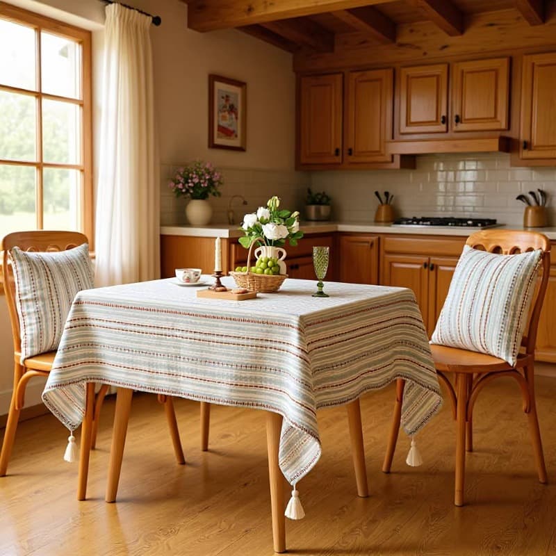 Simple Striped Fair Isle Tablecloth Dopamine Atmosphere 3D Jacquard Dining Table Cloth Luxury Coffee Table Cloth